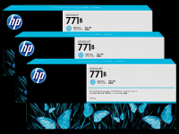 Genuine Original HP 771B 3 pack 775ml Light Cyan DesignJet Ink Cartridges (B6Y28A)