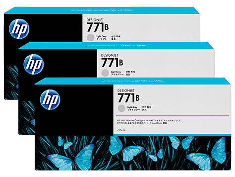 Genuine Original HP 771B 3 pack 775ml Light Gray DesignJet Ink Cartridges (B6Y30A)