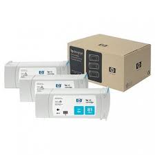 Original Genuine HP 81 Dye 3 Ink Mutlipacks (indoor) Cyan C5067A Three 680 ml cartridges