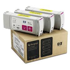 Original Genuine HP 81 Dye 3 Ink Mutlipacks (indoor) Magenta C5068A Three 680 ml cartridges